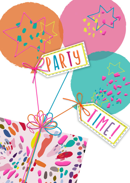 Party Time! Fun-Filled Fiesta! Hand-Finished Birthday Greeting Card