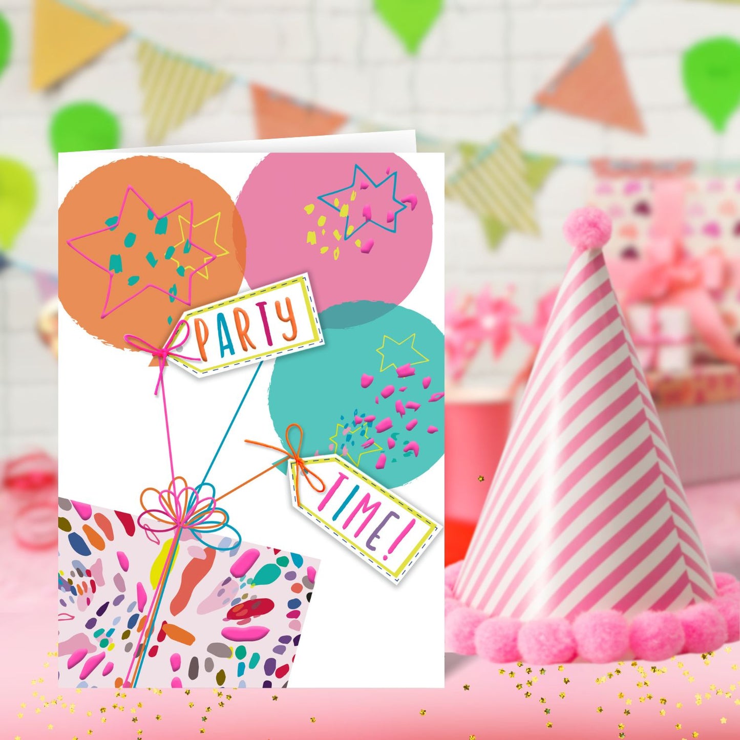 Party Time! Fun-Filled Fiesta! Hand-Finished Birthday Greeting Card