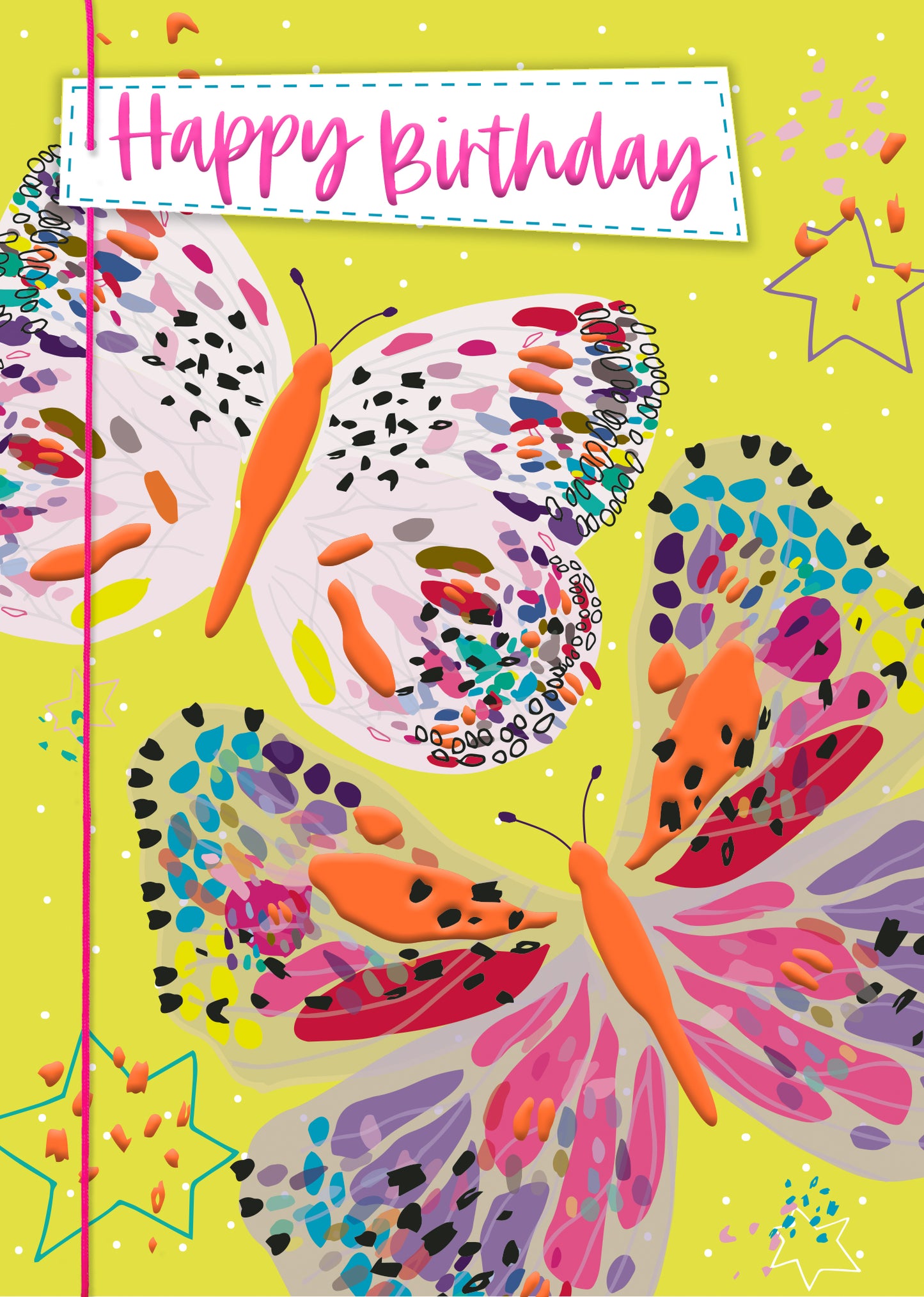 Happy Birthday Bright Butterflies Bonanza! Hand-Finished Birthday Greeting Card
