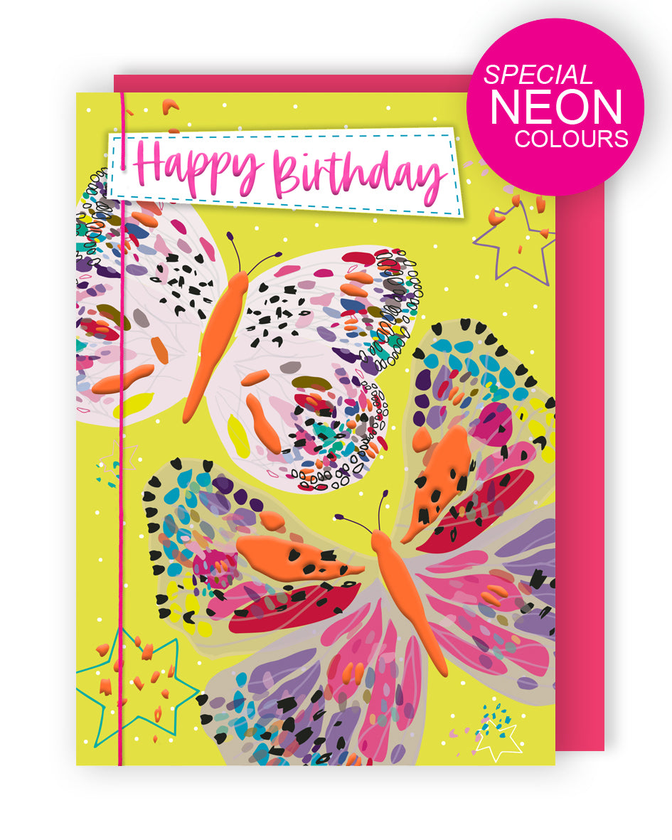 Happy Birthday Bright Butterflies Bonanza! Hand-Finished Birthday Greeting Card