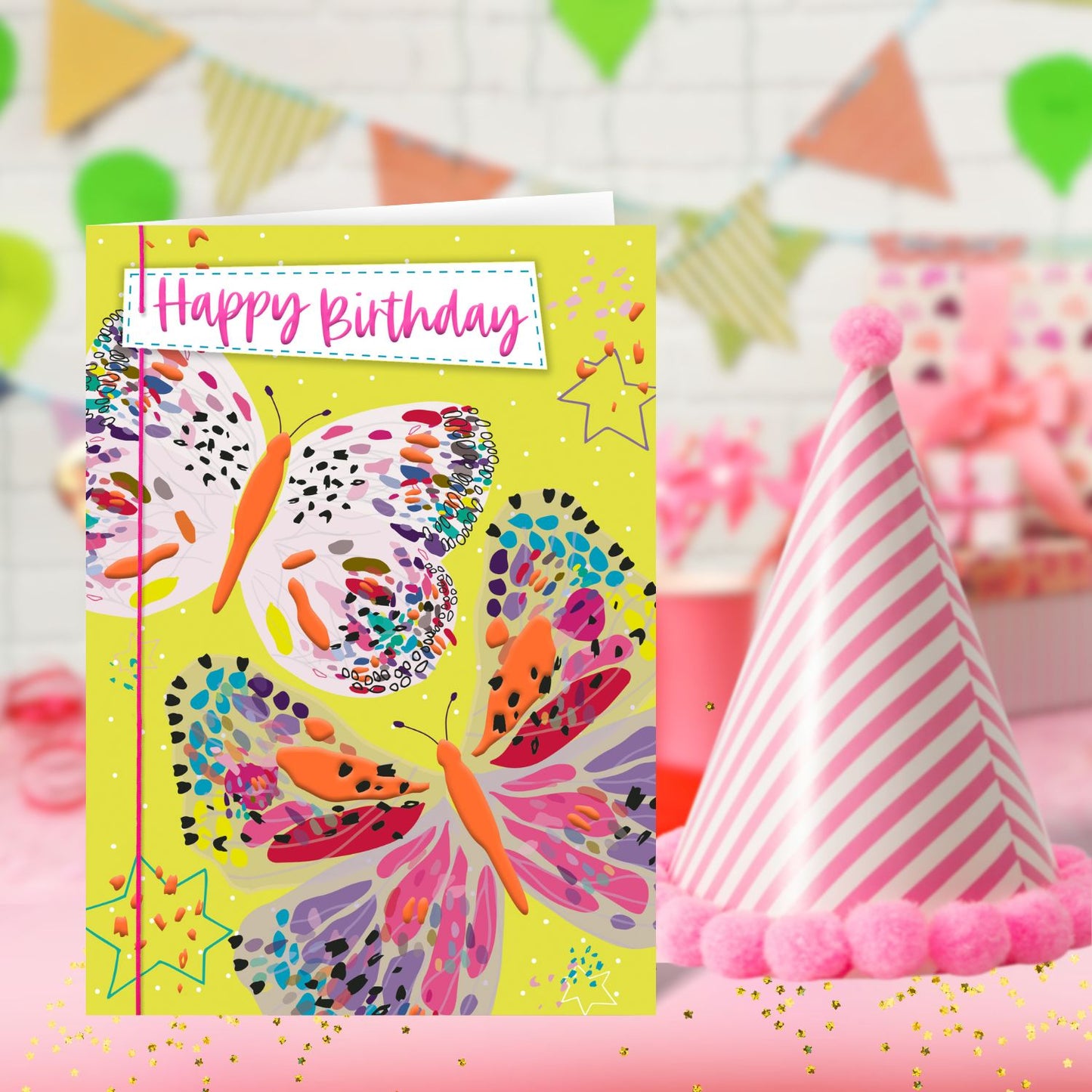 Happy Birthday Bright Butterflies Bonanza! Hand-Finished Birthday Greeting Card