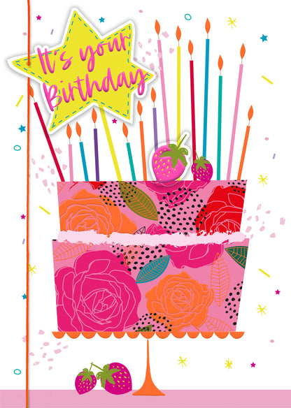 It's Your Birthday Sweet & Bright! Hand-Finished Birthday Greeting Card