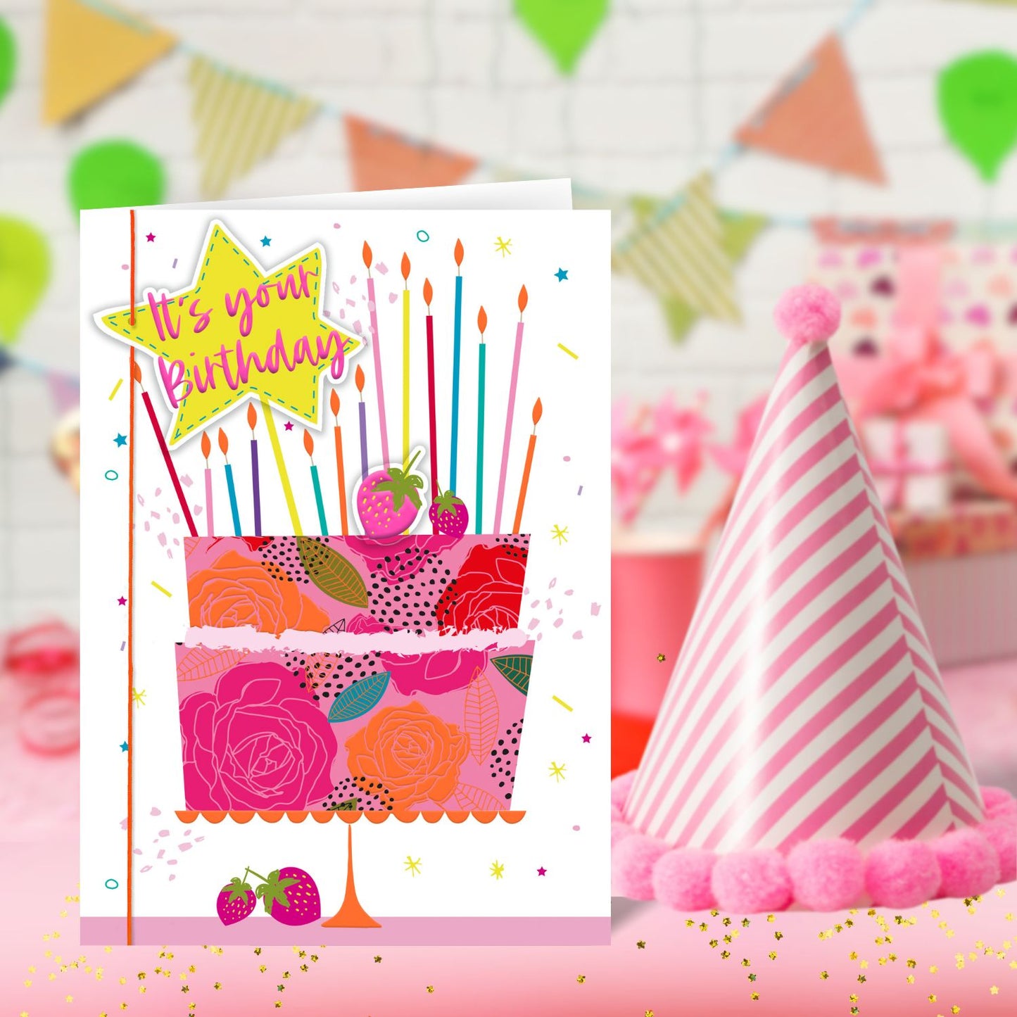 It's Your Birthday Sweet & Bright! Hand-Finished Birthday Greeting Card