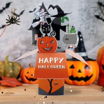 Spooky Witches Brew Pop Up Halloween Card 3D Clever Cubes Greeting Card