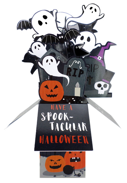 Spooky Ghosts Pop Up Halloween Card 3D Clever Cubes Greeting Card