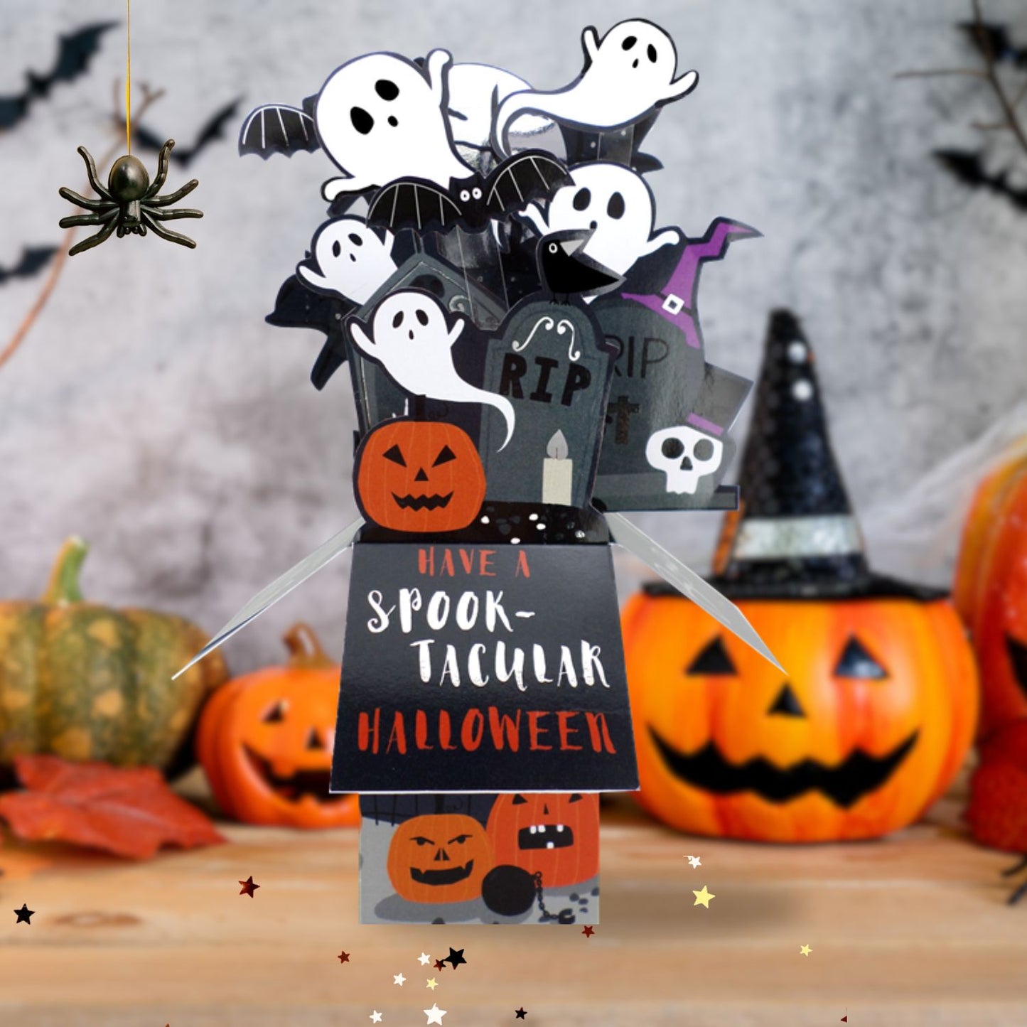Spooky Ghosts Pop Up Halloween Card 3D Clever Cubes Greeting Card