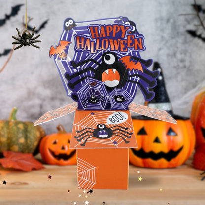 Spooky Spider Pop Up Halloween Card 3D Clever Cubes Greeting Card