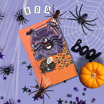 Spooky Spider Pop Up Halloween Card 3D Clever Cubes Greeting Card