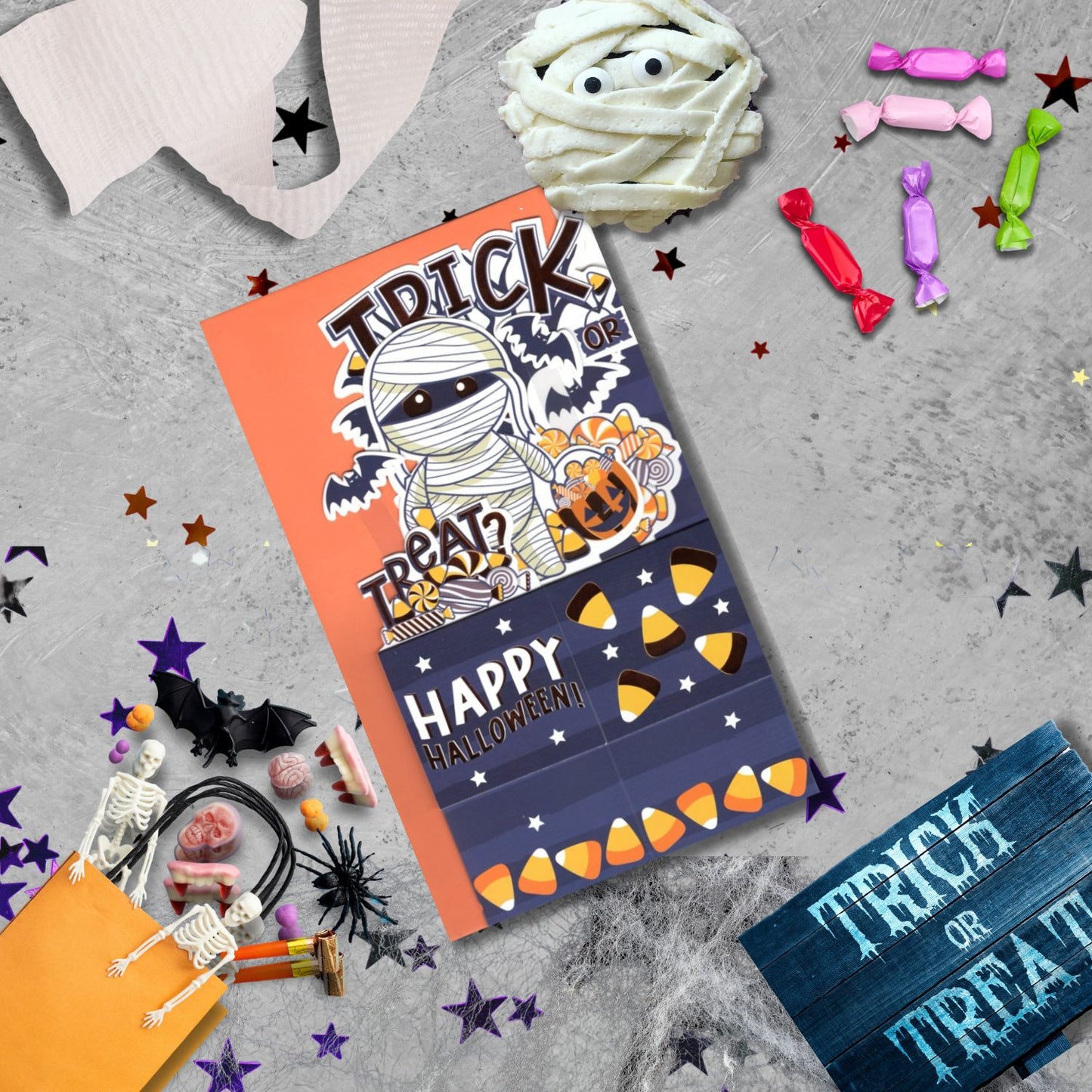 Trick Or Treat? Pop Up Halloween Card 3D Clever Cubes Greeting Card