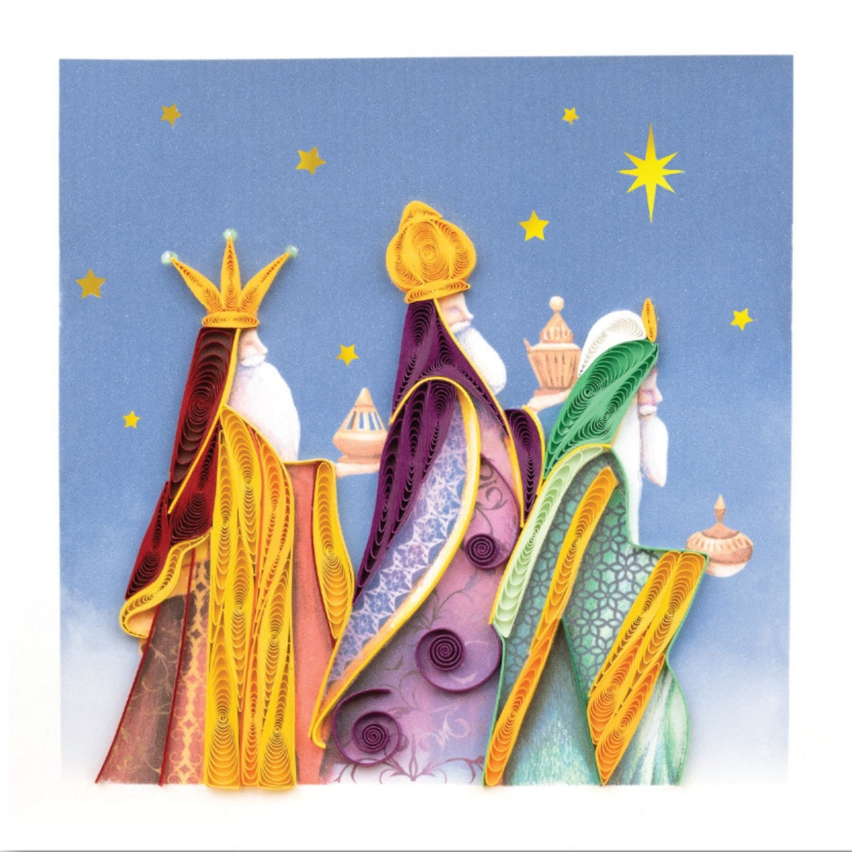Quilling Christmas Card Three Kings Religious Quilled Art Hand-Finished Design