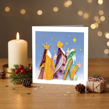 Quilling Christmas Card Three Kings Religious Quilled Art Hand-Finished Design