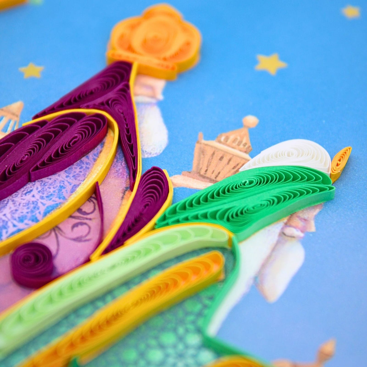 Quilling Christmas Card Three Kings Religious Quilled Art Hand-Finished Design