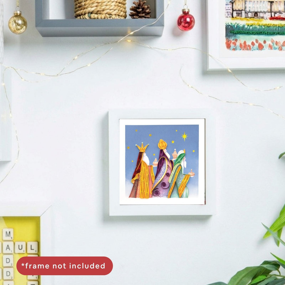 Quilling Christmas Card Three Kings Religious Quilled Art Hand-Finished Design