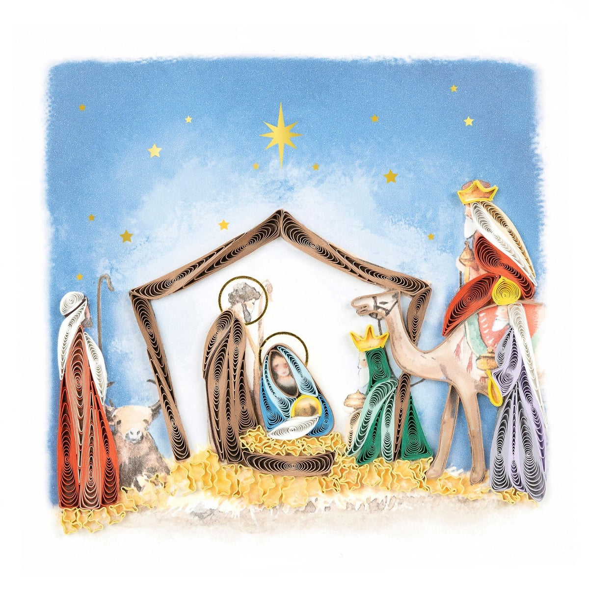 Quilling Christmas Card The Nativity Religious Quilled Art Hand-Finished Design
