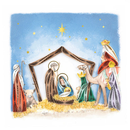 Quilling Christmas Card The Nativity Religious Quilled Art Hand-Finished Design