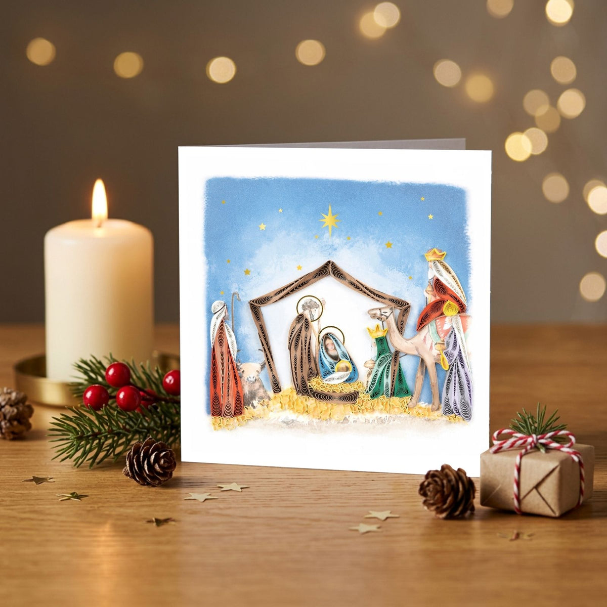 Quilling Christmas Card The Nativity Religious Quilled Art Hand-Finished Design
