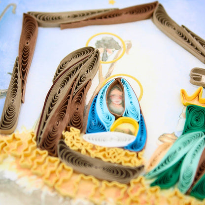 Quilling Christmas Card The Nativity Religious Quilled Art Hand-Finished Design