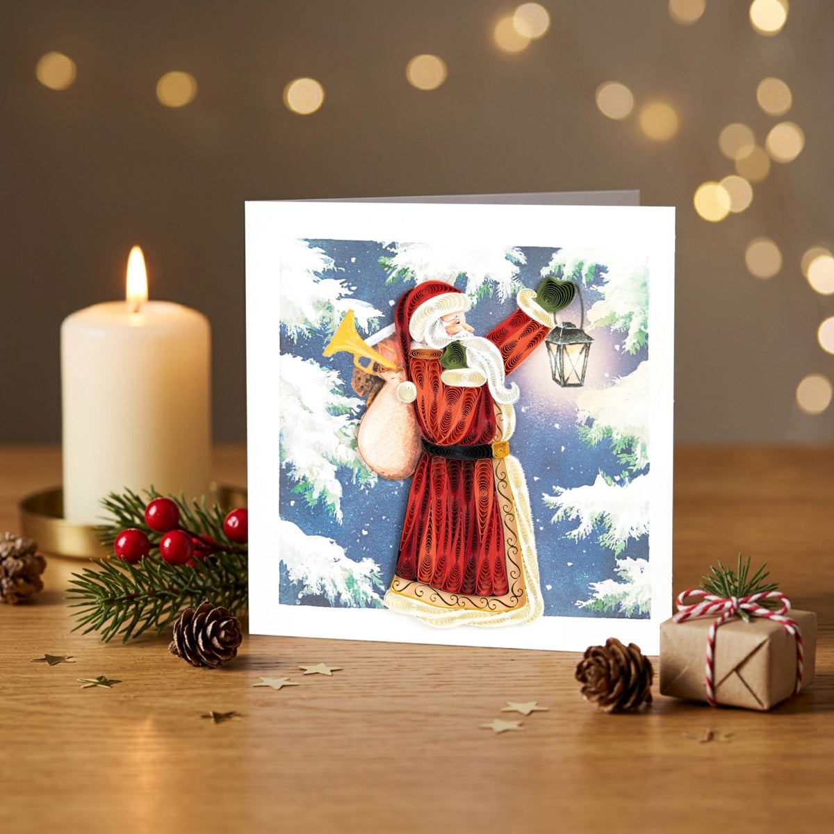 Quilling Christmas Card Father Christmas Quilled Art Hand-Finished Design