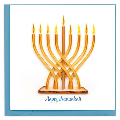 Quilling Happy Hanukkah Card Modern Menorah Quilled Art Hand-Finished Design