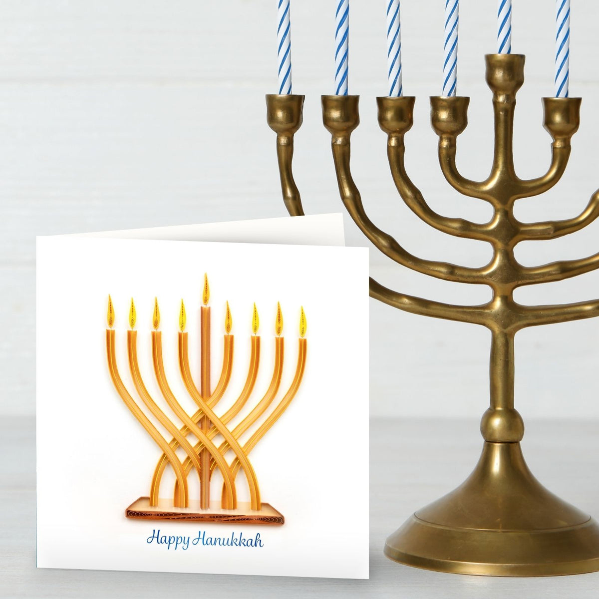 Quilling Happy Hanukkah Card Modern Menorah Quilled Art Hand-Finished Design