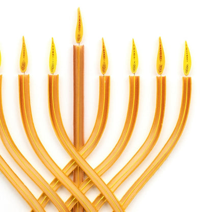 Quilling Happy Hanukkah Card Modern Menorah Quilled Art Hand-Finished Design