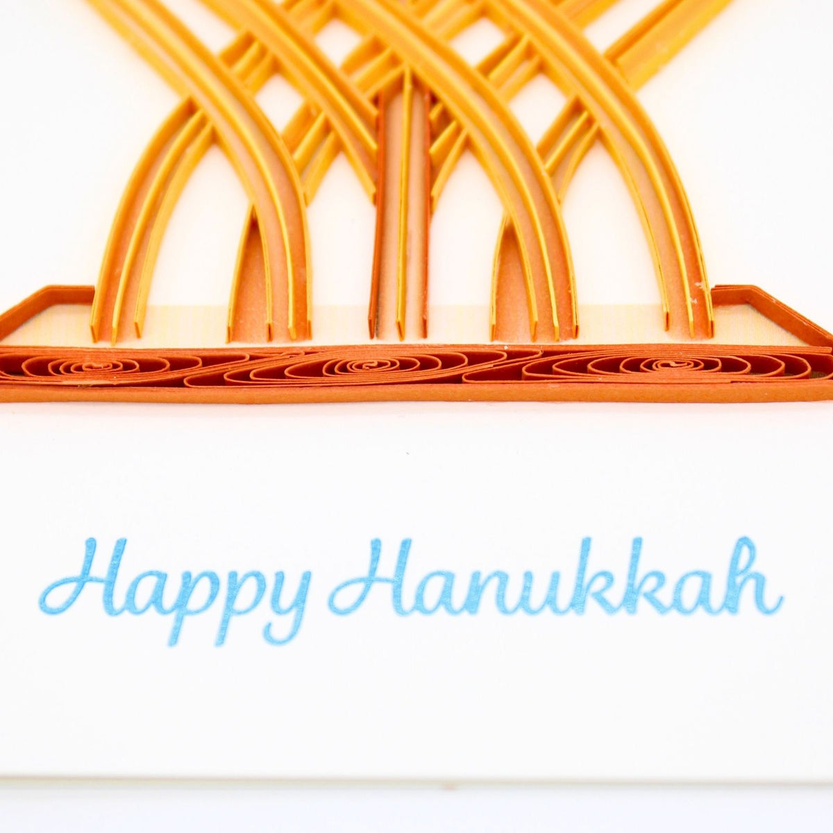 Quilling Happy Hanukkah Card Modern Menorah Quilled Art Hand-Finished Design