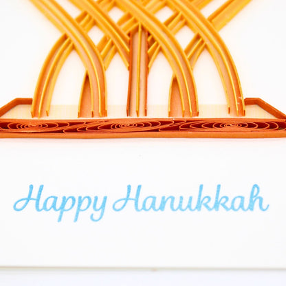 Quilling Happy Hanukkah Card Modern Menorah Quilled Art Hand-Finished Design
