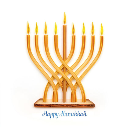 Quilling Happy Hanukkah Card Modern Menorah Quilled Art Hand-Finished Design