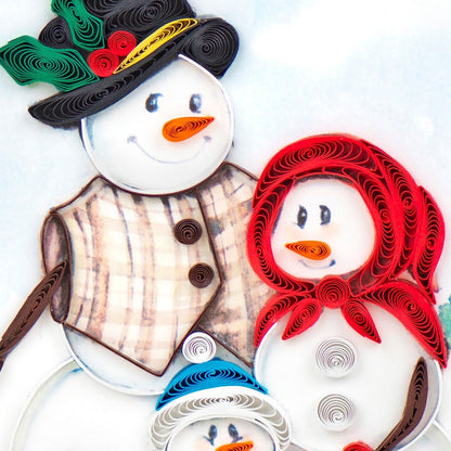 Quilling Christmas Card Jolly Snowman Family Quilled Art Hand-Finished Design