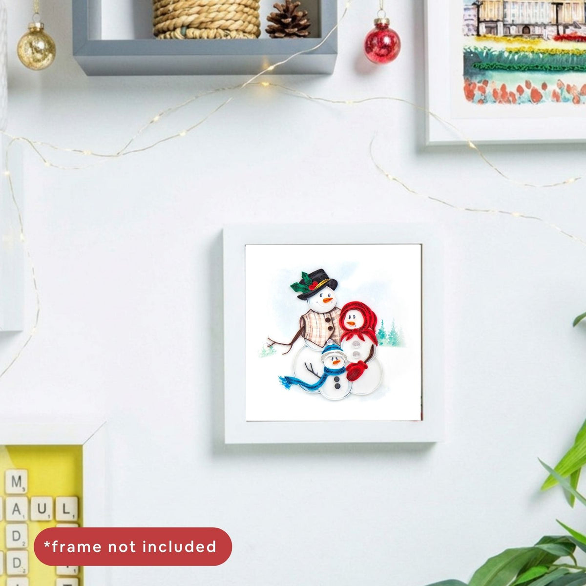 Quilling Christmas Card Jolly Snowman Family Quilled Art Hand-Finished Design