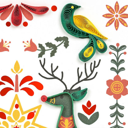 Quilling Christmas Card Scandinavian Nordic Quilled Art Hand-Finished Design