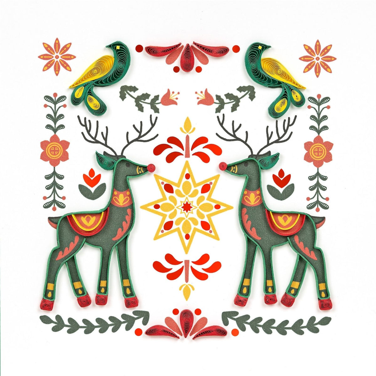 Quilling Christmas Card Scandinavian Nordic Quilled Art Hand-Finished Design