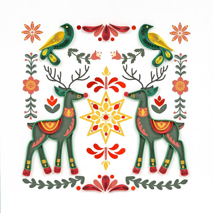 Quilling Christmas Card Scandinavian Nordic Quilled Art Hand-Finished Design