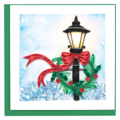 Quilling Christmas Card Festive Lamp Post Quilled Art Hand-Finished Design