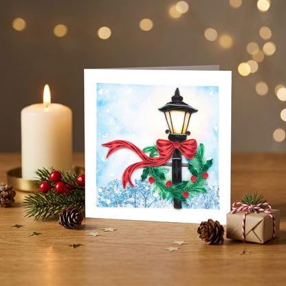 Quilling Christmas Card Festive Lamp Post Quilled Art Hand-Finished Design