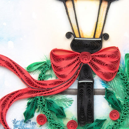 Quilling Christmas Card Festive Lamp Post Quilled Art Hand-Finished Design