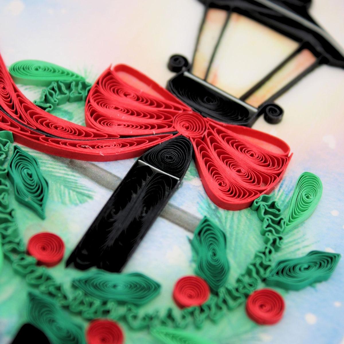 Quilling Christmas Card Festive Lamp Post Quilled Art Hand-Finished Design