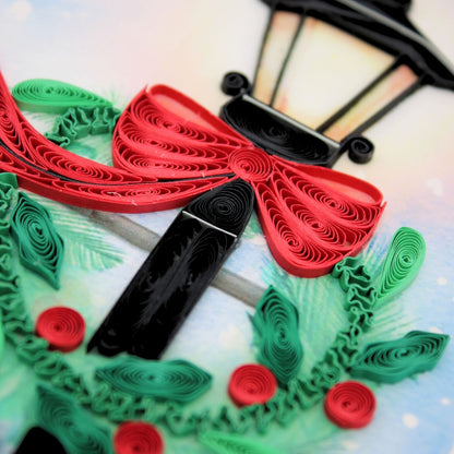 Quilling Christmas Card Festive Lamp Post Quilled Art Hand-Finished Design