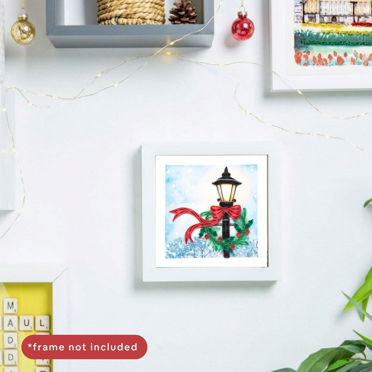 Quilling Christmas Card Festive Lamp Post Quilled Art Hand-Finished Design
