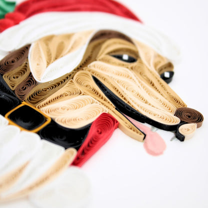 Quilling Christmas Card Dog In Santa Hat Quilled Art Hand-Finished Design