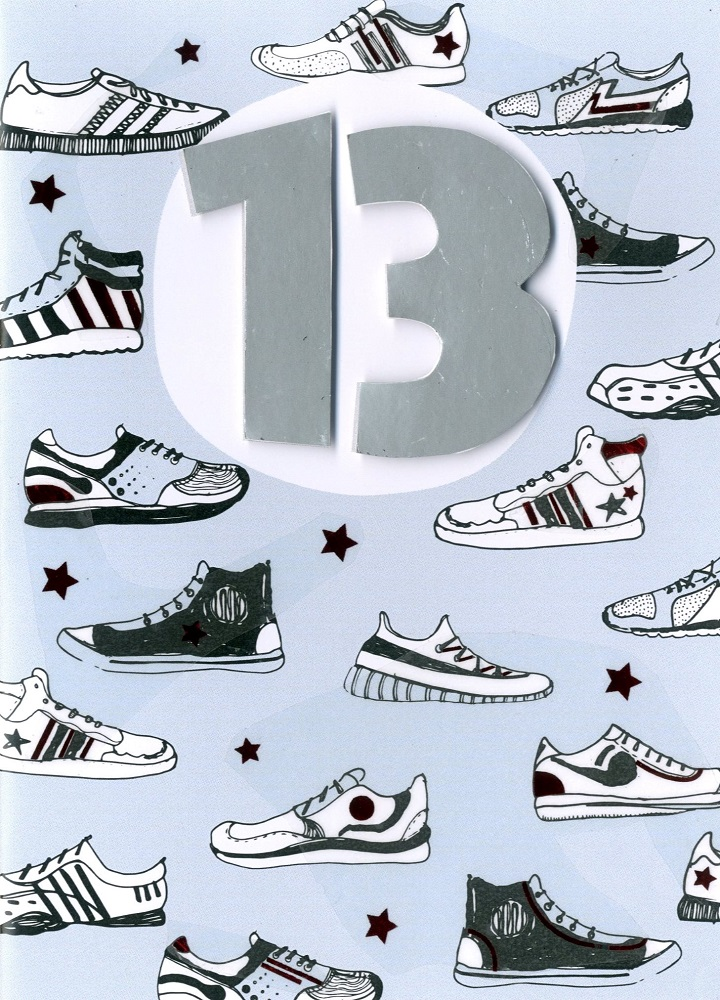 Boys 13th Birthday Trainers Greeting Card