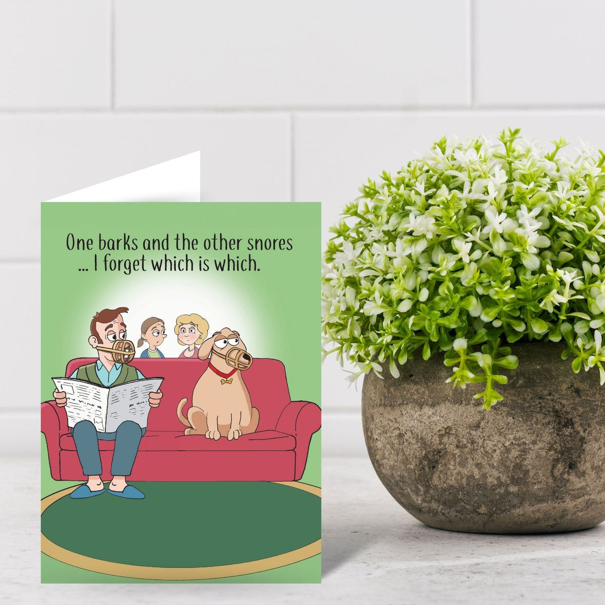 Funny Twizler Greeting Card Man & Dog Muzzled Birthday Or Any Occasion Humour