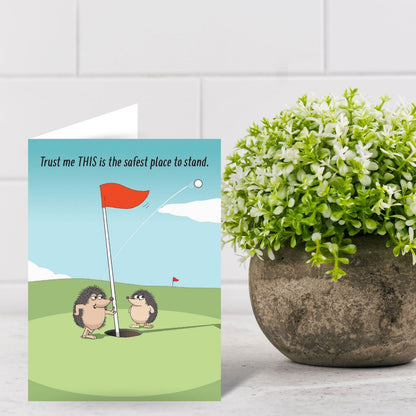 Funny Twizler Greeting Card Golf Hedgehogs Hole Birthday Or Any Occasion Humour