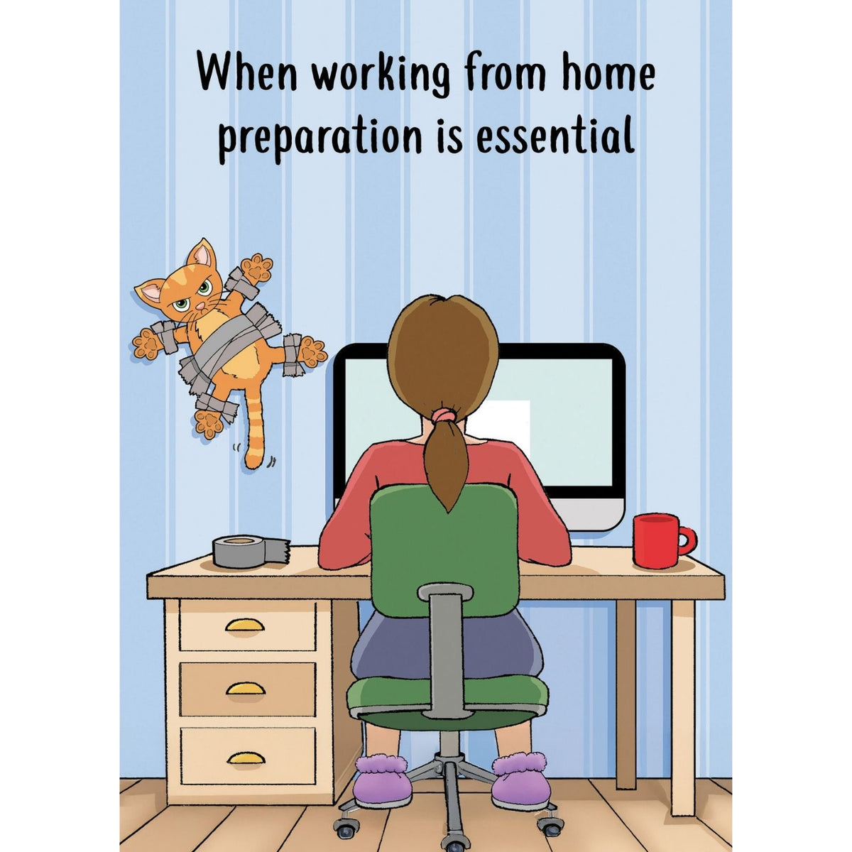Funny Twizler Greeting Card Home Working Cat Birthday Or Any Occasion Humour