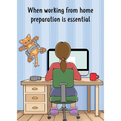 Funny Twizler Greeting Card Home Working Cat Birthday Or Any Occasion Humour