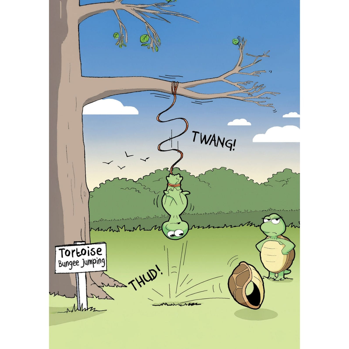 Funny Twizler Greeting Card Tortoise Bungee Jump Birthday Any Occasion Humour