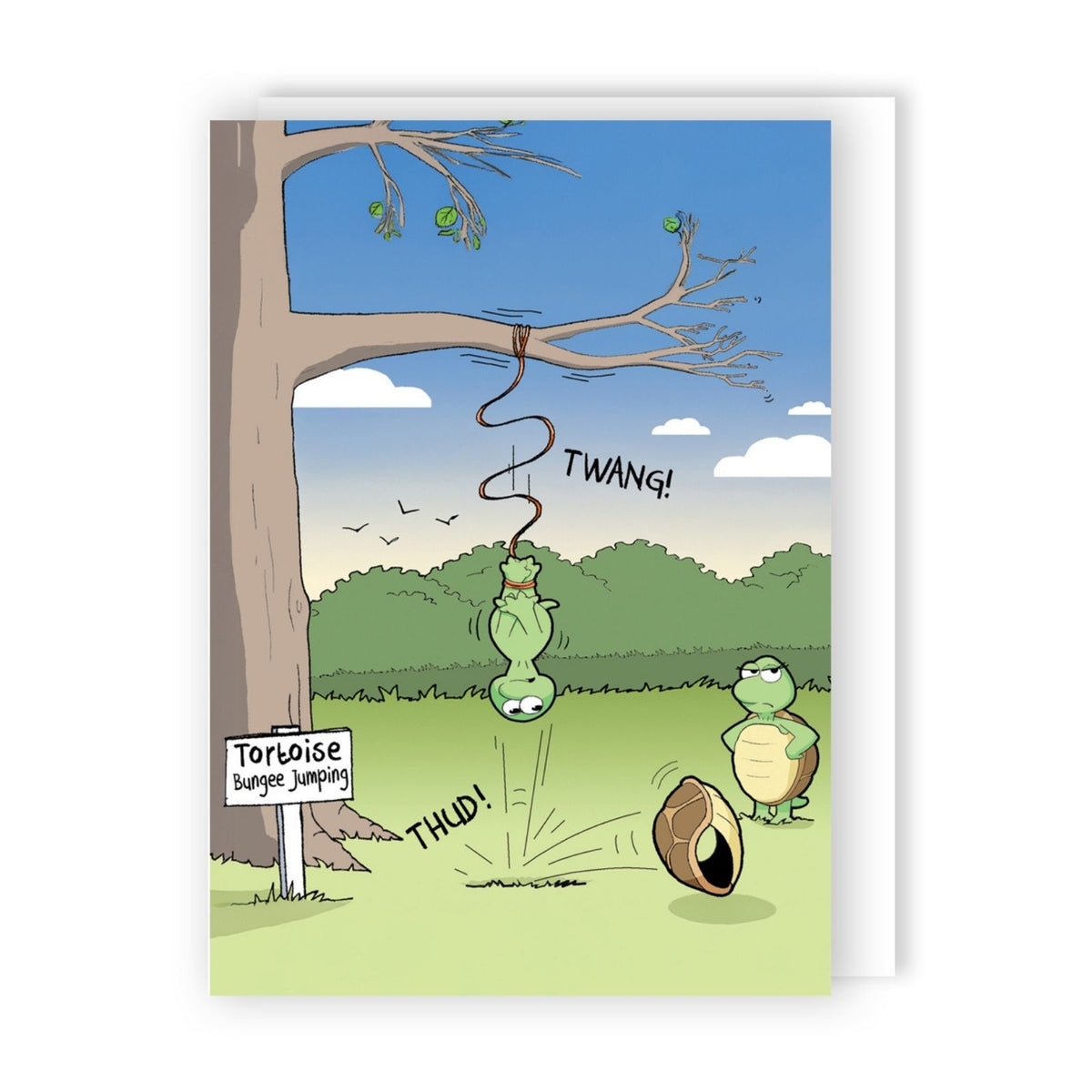 Funny Twizler Greeting Card Tortoise Bungee Jump Birthday Any Occasion Humour