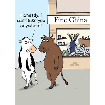 Funny Twizler Greeting Card Bull In China Shop Birthday Or Any Occasion Humour