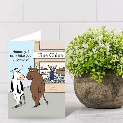 Funny Twizler Greeting Card Bull In China Shop Birthday Or Any Occasion Humour