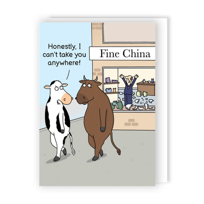 Funny Twizler Greeting Card Bull In China Shop Birthday Or Any Occasion Humour